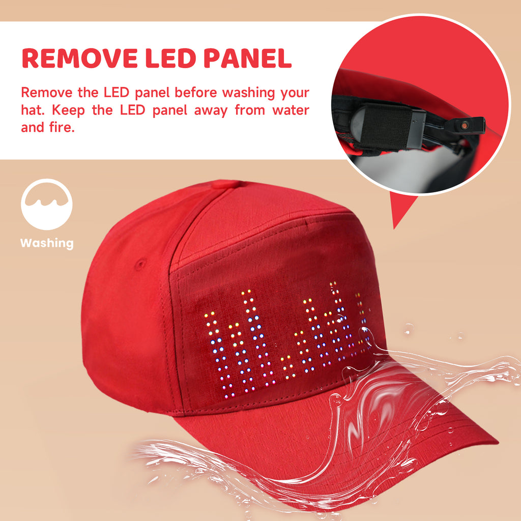 MasterAkoh Programmable LED Hat, DIY Customizable LED Scrolling Messages Display Light Up Hat