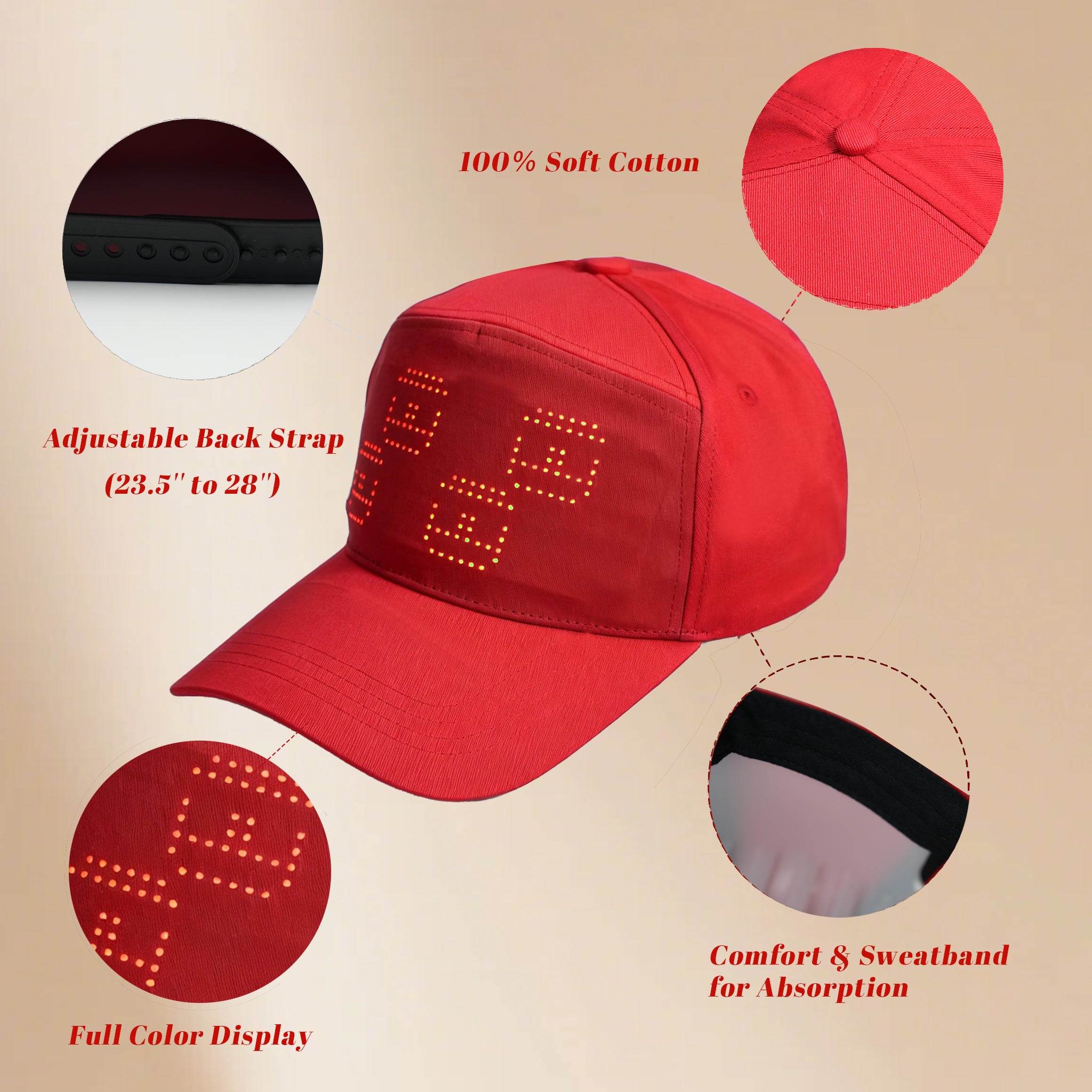 MasterAkoh Programmable LED Hat, DIY Customizable LED Scrolling Messages Display Light Up Hat