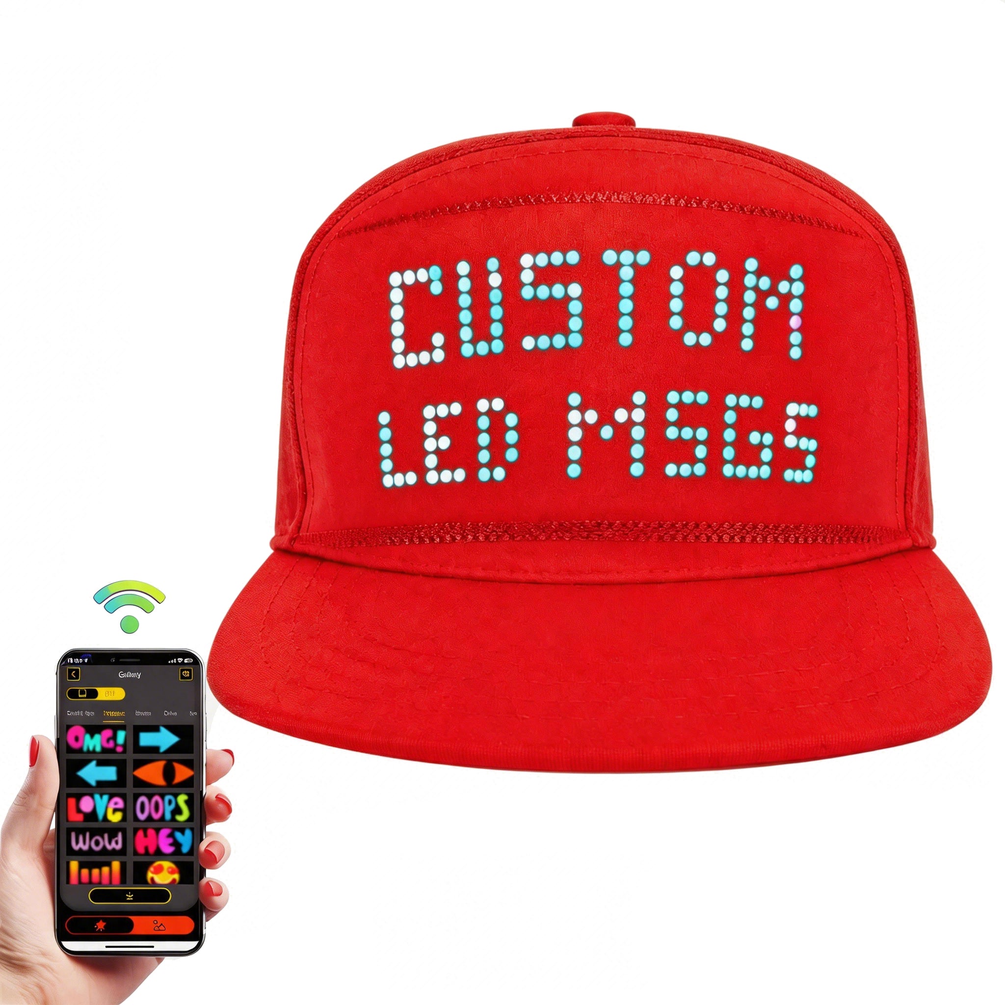 MasterAkoh Programmable LED Hat, DIY Customizable LED Scrolling Messages Display Light Up Hat