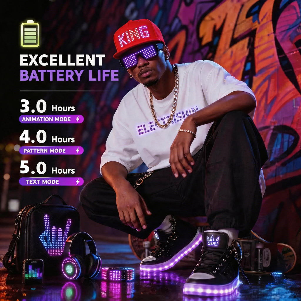 MasterAkoh Programmable LED Hat, DIY Customizable LED Scrolling Messages Display Light Up Hat
