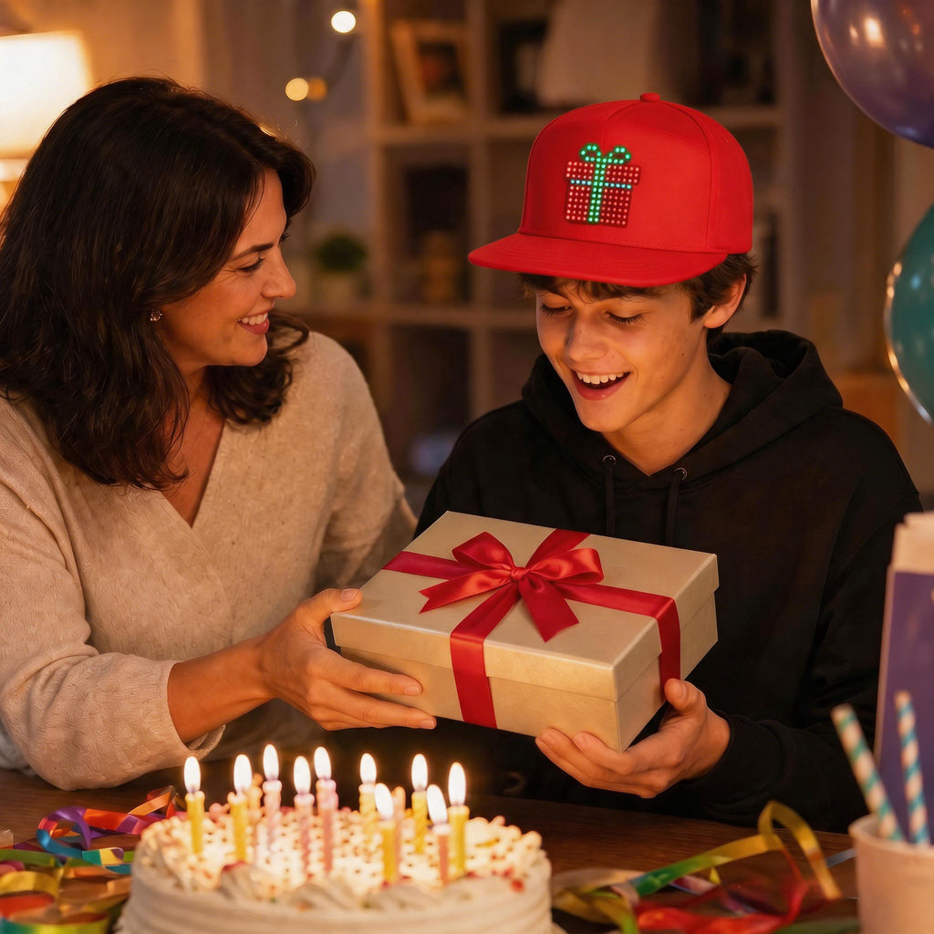 MasterAkoh Programmable LED Hat, DIY Customizable LED Scrolling Messages Display Light Up Hat